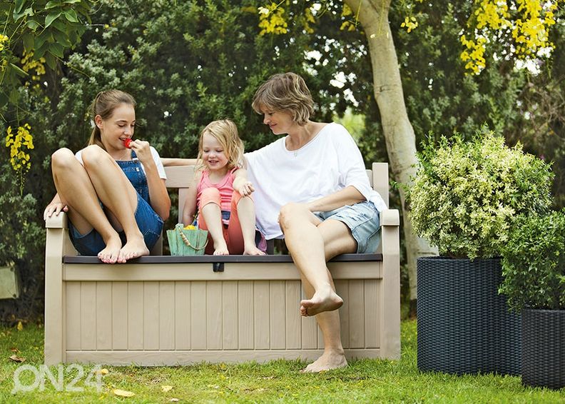 Puutarhapenkki sällytystilalla Keter Eden, beige/ tummanruskea kuvasuurennos