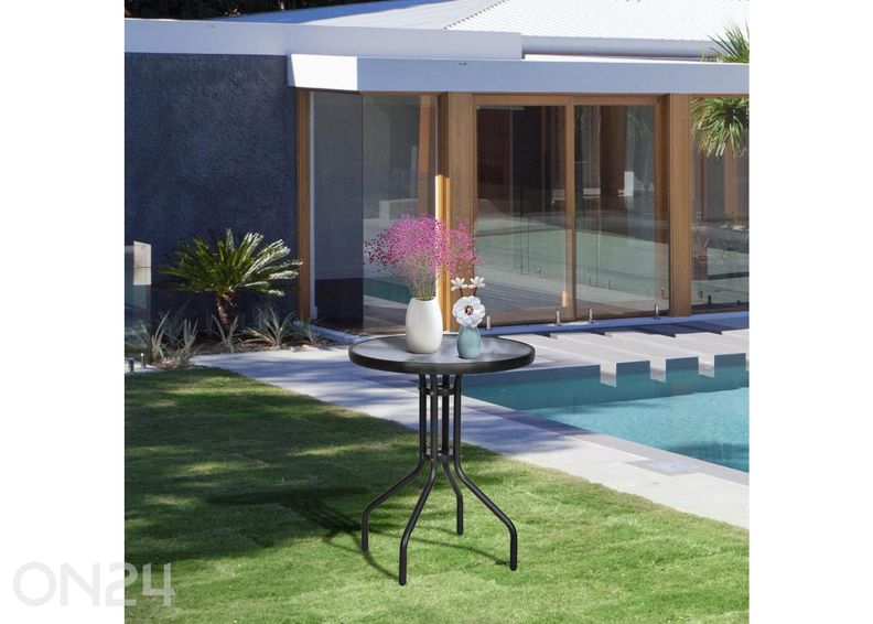 Puutarhapöytä, musta kuvasuurennos