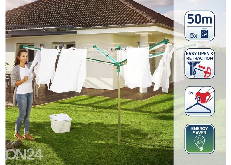 Pyykin kuivausteline Linomatic 500 Deluxe suojalla Leifheit kuvasuurennos