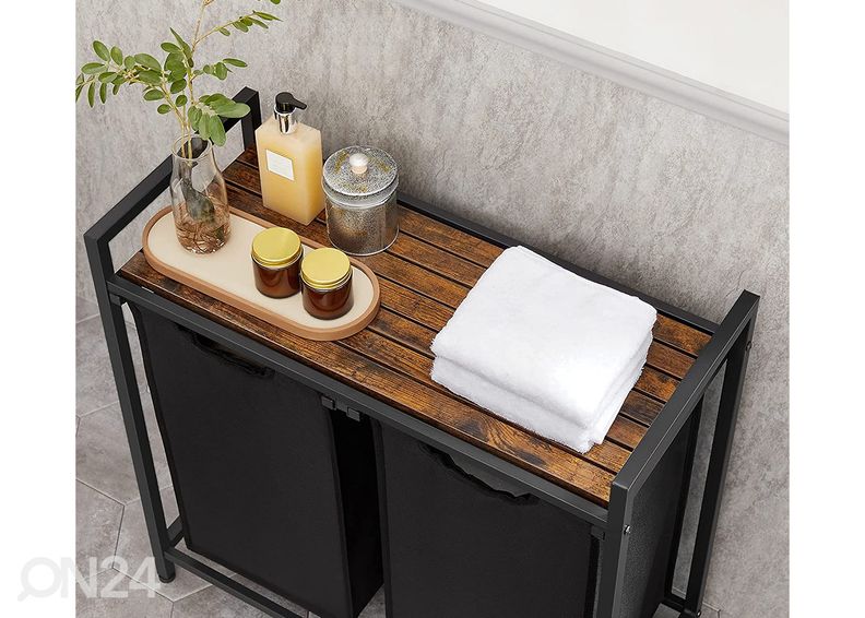 Pyykkikorit hyllytasolla 2 kpl, ruskea / musta kuvasuurennos