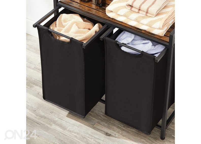 Pyykkikorit hyllytasolla 2 kpl, ruskea / musta kuvasuurennos