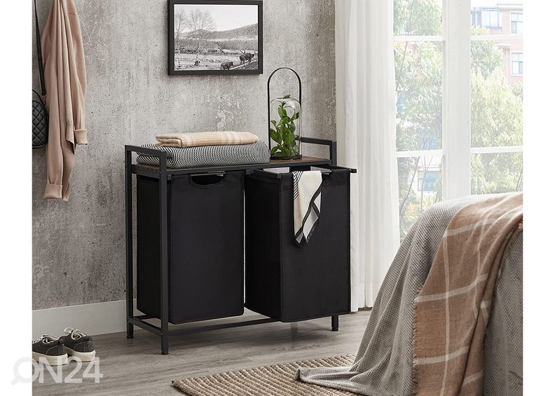 Pyykkikorit hyllytasolla 2 kpl, ruskea / musta kuvasuurennos