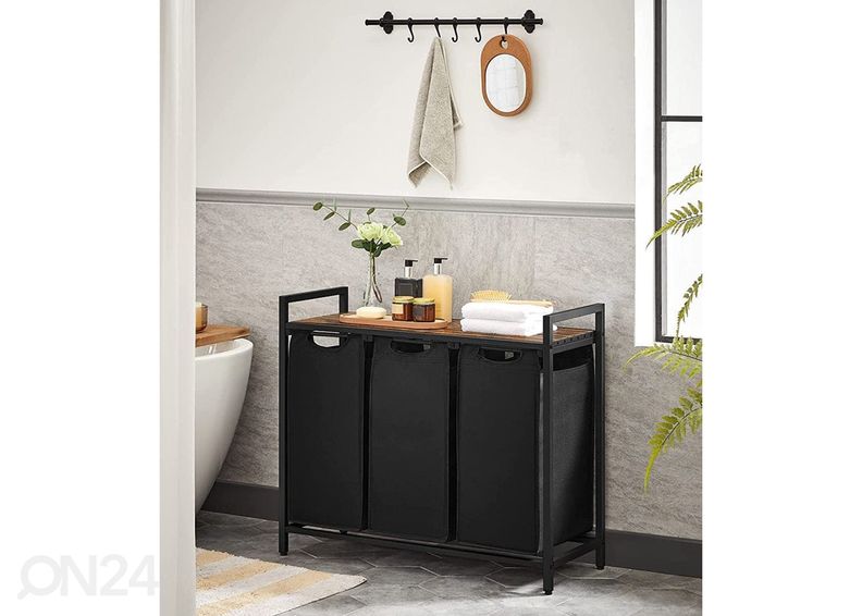 Pyykkikorit hyllytasolla 3 kpl, ruskea / musta kuvasuurennos