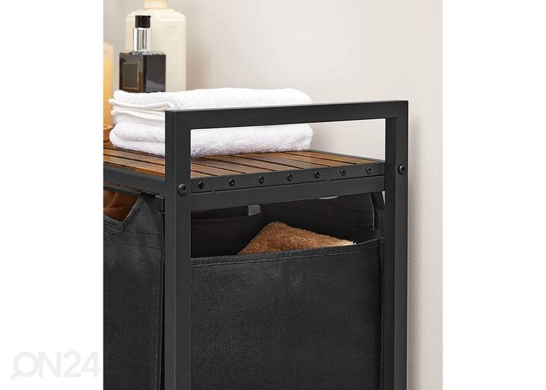 Pyykkikorit hyllytasolla 3 kpl, ruskea / musta kuvasuurennos