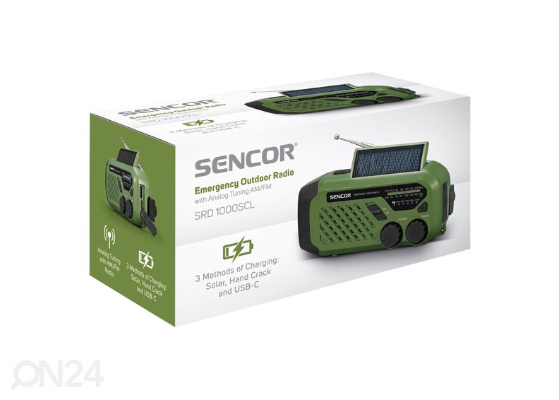 Radio aurinkokennolla ja dynamolla Sencor SRD1000SCLGR kuvasuurennos
