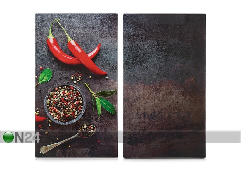 Räiskesuoja/liesisuoja Chilli 52x30 cm 2 kpl kuvasuurennos