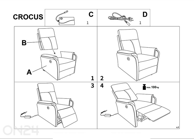 Recliner-nojatuoli Crocus kuvasuurennos