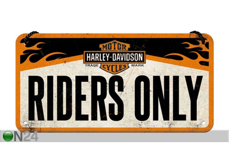 Retro metallitaulu Harley Davidson Riders Only 10x20 cm kuvasuurennos