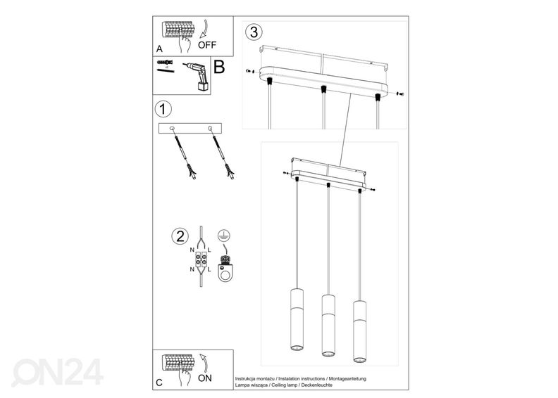 Riippuvalaisin Borgio 3L, musta kuvasuurennos