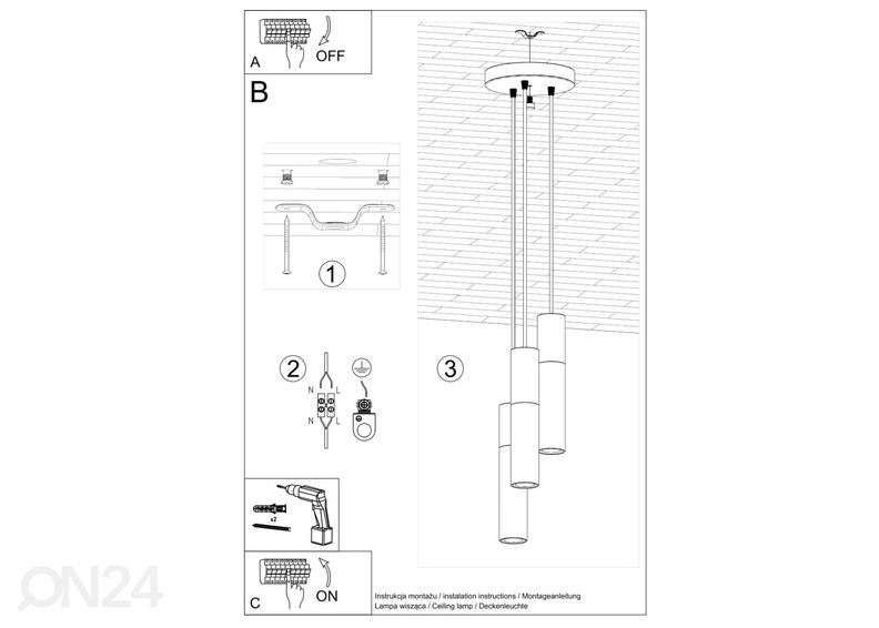 Riippuvalaisin Borgio 3P, musta kuvasuurennos