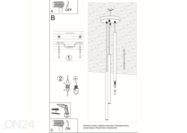 Riippuvalaisin Pastelo 3P, valkoinen kuvasuurennos