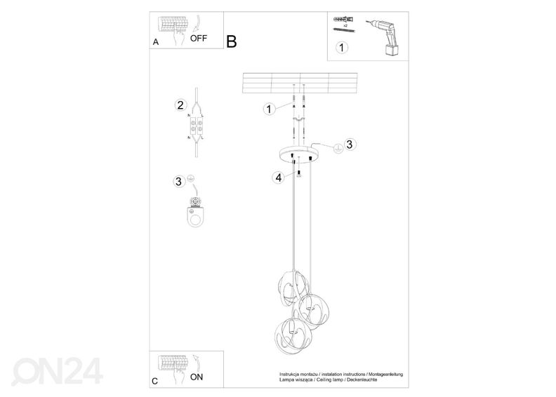 Riippuvalaisin Tulos 3P, valkoinen kuvasuurennos