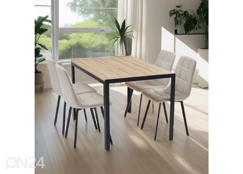 Ruokapöytä Claudia 120x80 cm + 4 tuolia kuvasuurennos