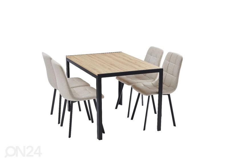 Ruokapöytä Claudia 120x80 cm + 4 tuolia kuvasuurennos