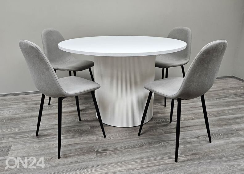 Ruokapöytä Sierra Ø 120 cm + tuolit Sara 4kpl kuvasuurennos