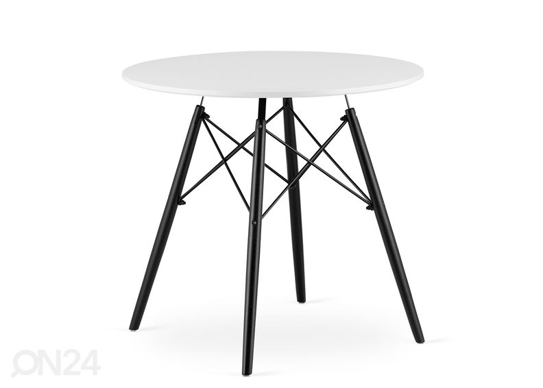 Ruokapöytä Todi Ø 80 cm, valkoinen/musta kuvasuurennos