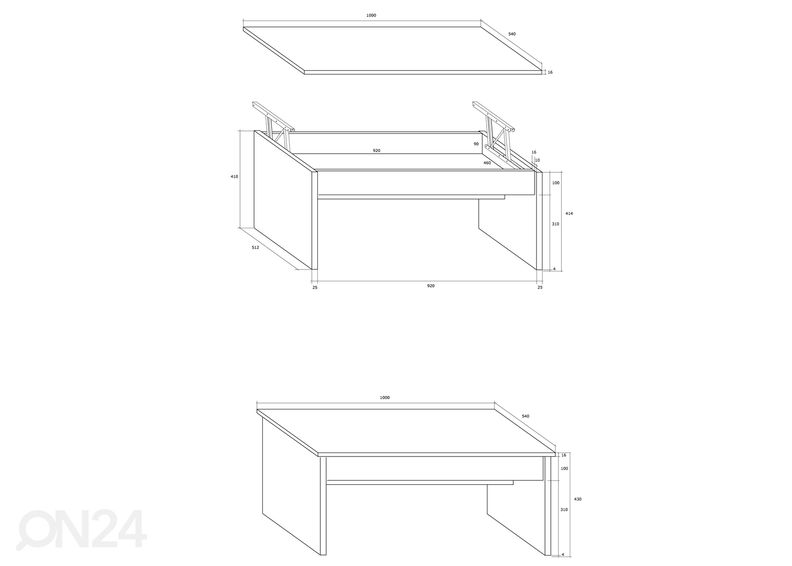 Säädettävä sohvapöytä kuvasuurennos