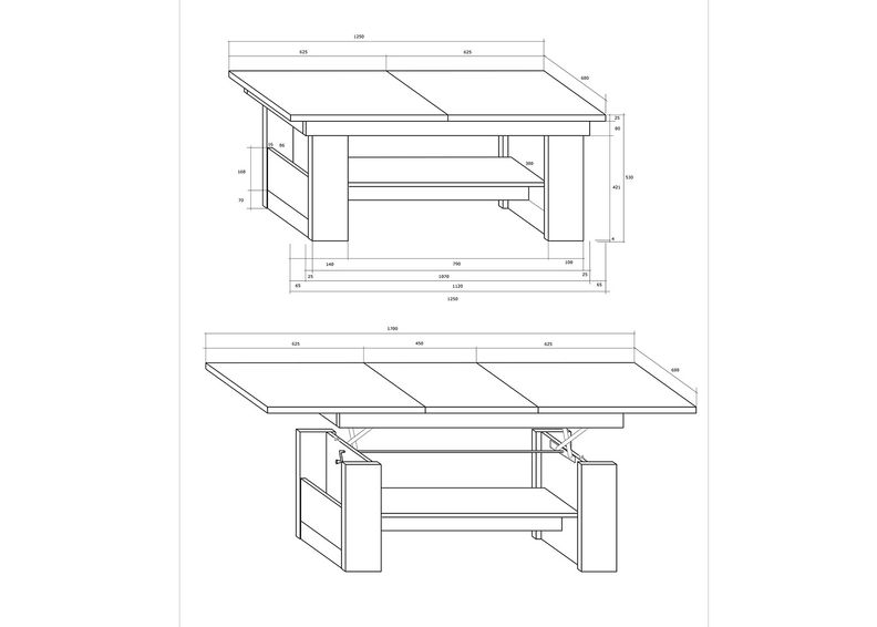 Säädettävä sohvapöytä Cobhy 125/170x68 cm kuvasuurennos