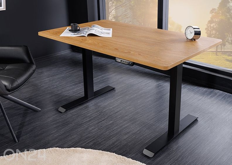 Sähköisesti säädettävä työpöytä Oak kuvasuurennos