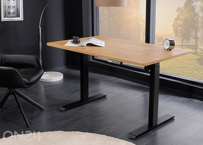 Sähköisesti säädettävä työpöytä Oak kuvasuurennos