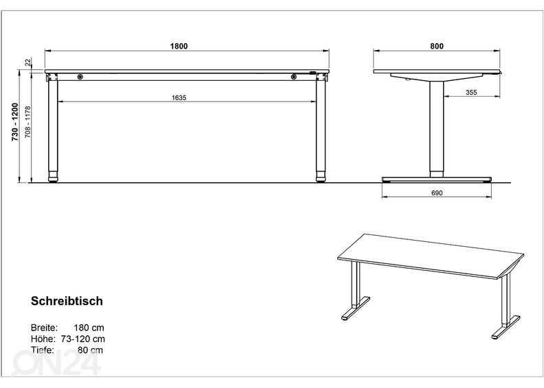 Sähkötyöpöytä Agenda 180 cm kuvasuurennos