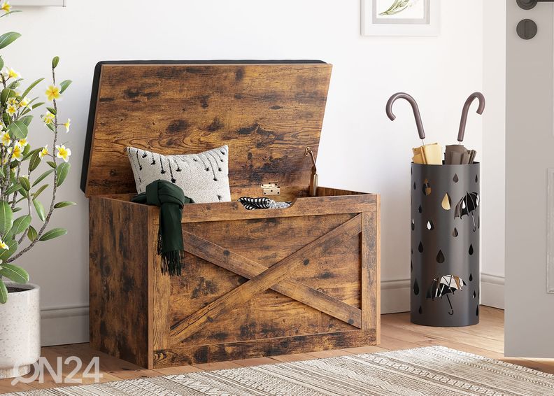 Säilytysarkku/ säilytyslaatikko/ rahi, ruskea/ tummanharmaa kuvasuurennos