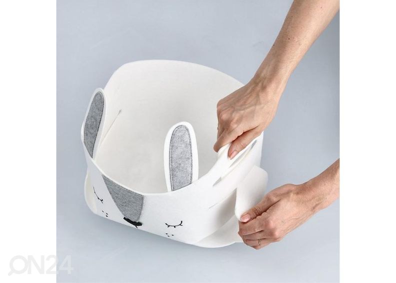 Säilytyskori huopakangasta Jänis, valkoinen kuvasuurennos