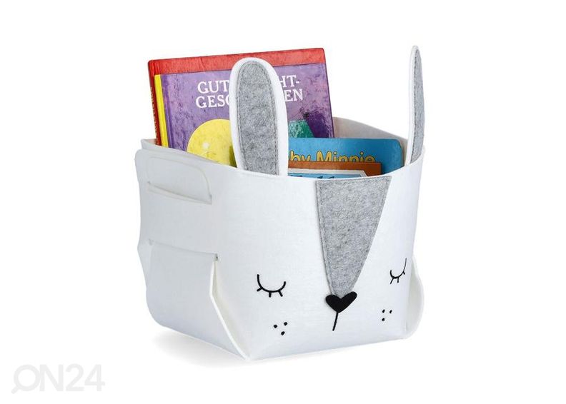 Säilytyskori huopakangasta Jänis, valkoinen kuvasuurennos