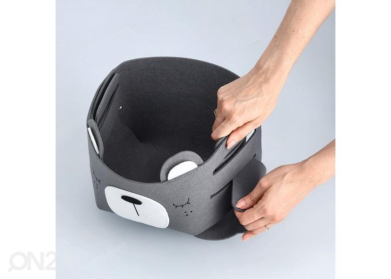 Säilytyskori huopakangasta Karhu, harmaa kuvasuurennos