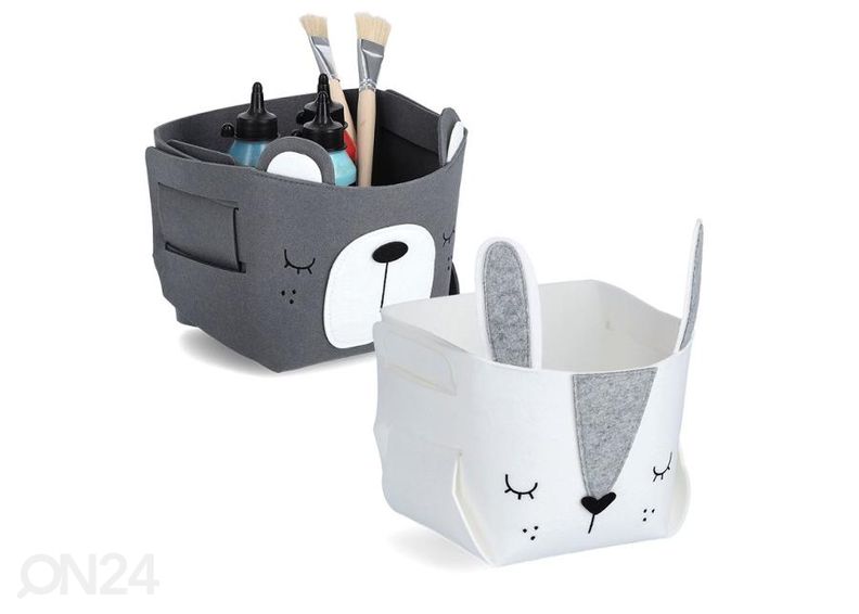 Säilytyskori huopakangasta Karhu, harmaa kuvasuurennos