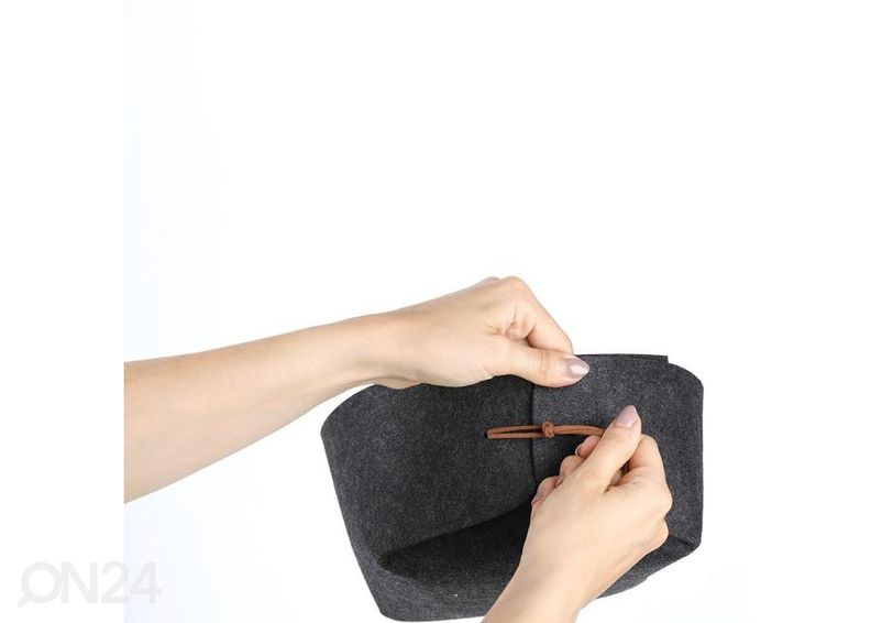 Säilytyskori huopakangasta, vaaleanharmaa kuvasuurennos