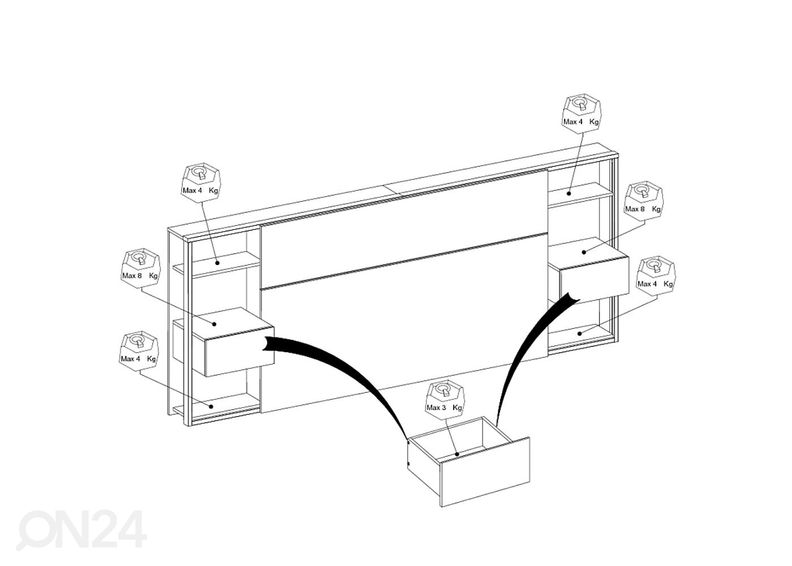 Sängyn päätyhylly Stamp kuvasuurennos