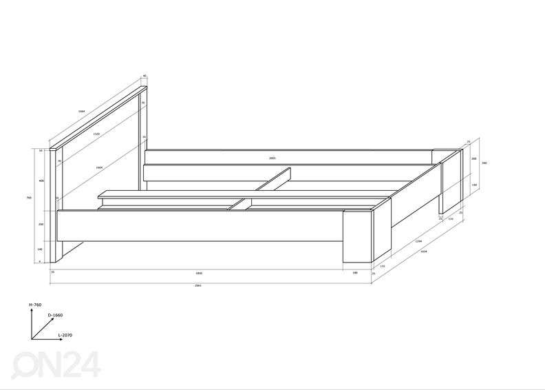 Sänky Bally 160x200 cm kuvasuurennos
