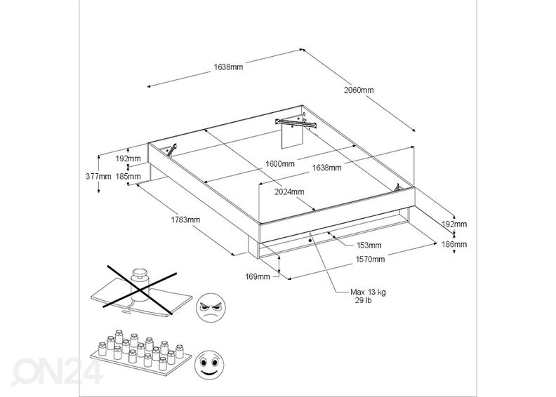 Sänky Stamp 160x200 cm kuvasuurennos
