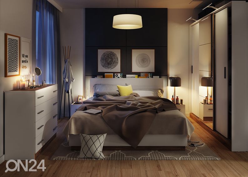 Sänky vuodevaatelaatikolla 140x200 cm + LED valaistus kuvasuurennos