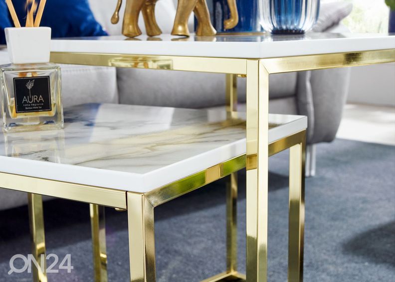 Sarjapöytä Marmor, valkoinen 2 kpl kuvasuurennos