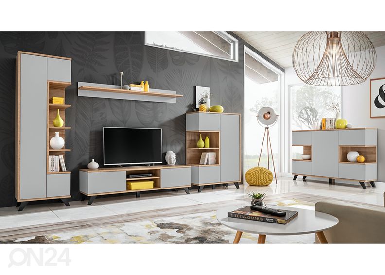 Seinähylly Bogota, perla harmaa/ riviera tammi kuvasuurennos