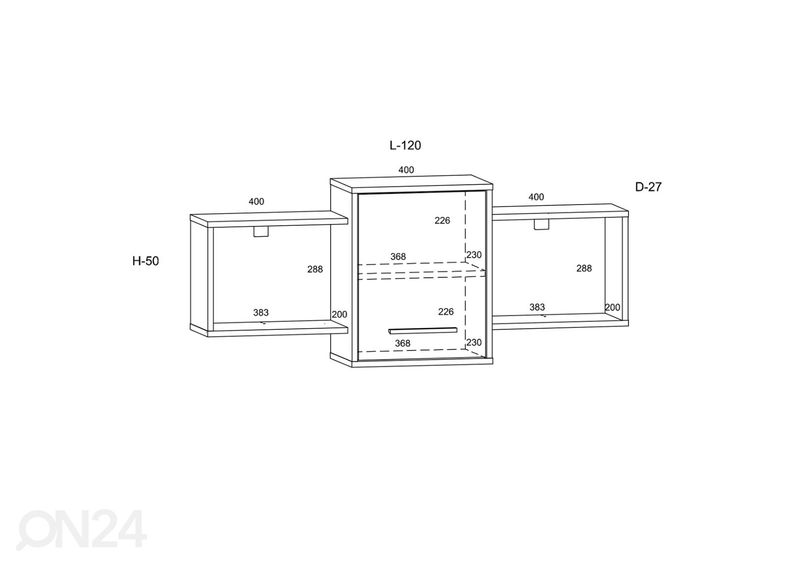 Seinähylly Clon 120 cm kuvasuurennos