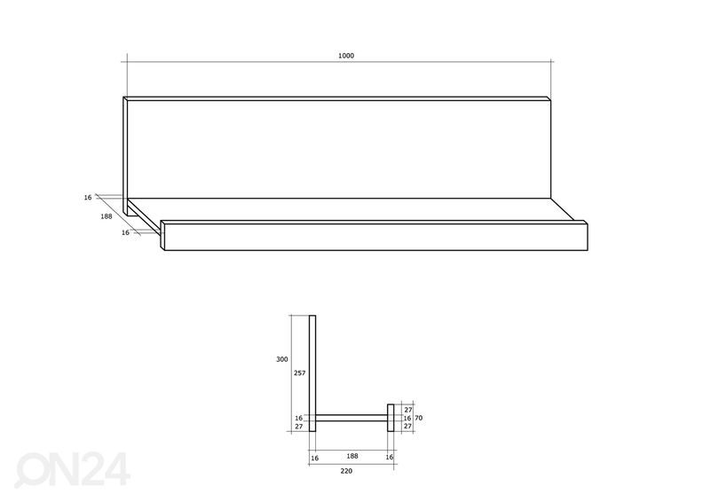 Seinähylly Cobhy 100 cm kuvasuurennos