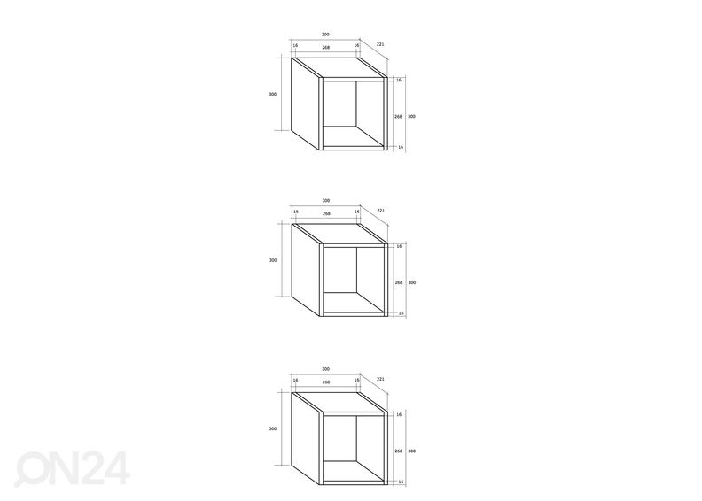 Seinähyllyt Kerry, 3 kpl kuvasuurennos