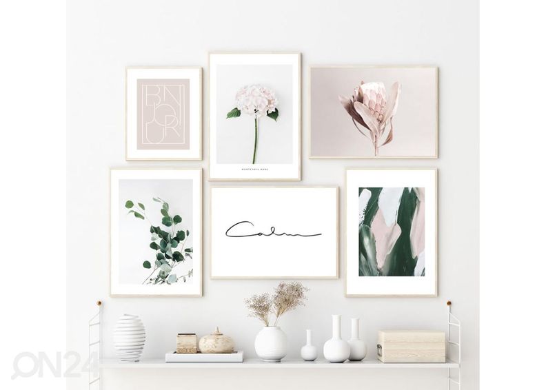 Seinäjuliste Abstrakti vihreä ja roosa 30x40 cm kuvasuurennos