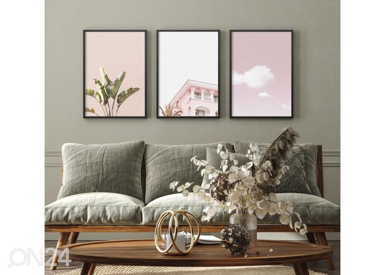 Seinäjuliste Pilviä vaaleanpunaisella taivaalla 30x40 cm kuvasuurennos