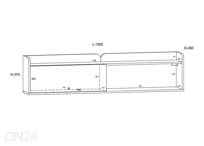 Seinäkaappi Glandore 160 cm kuvasuurennos