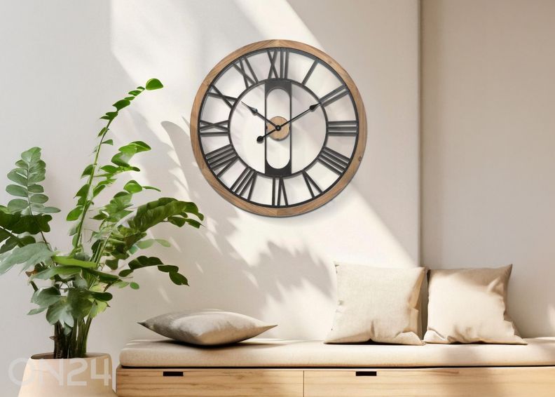 Seinäkello Ø70 cm, ruskea/musta kuvasuurennos