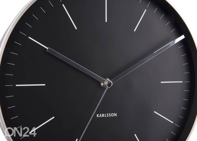 Seinäkello Karlsson Minimal Ø 27,5 cm, musta-hopea kuvasuurennos