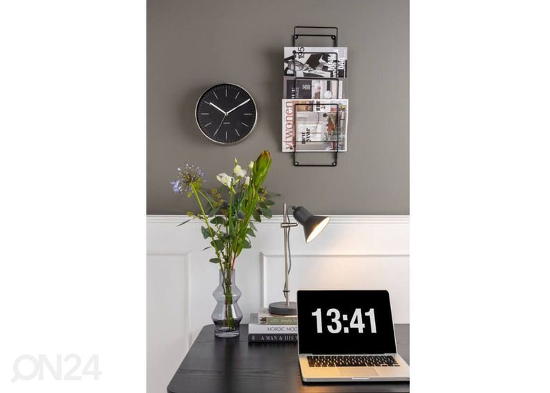 Seinäkello Karlsson Minimal Ø 27,5 cm, musta-hopea kuvasuurennos