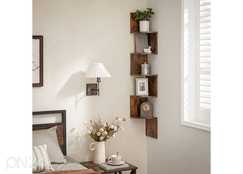 Seinäkulmahylly 20x20 cm, ruskea / musta kuvasuurennos