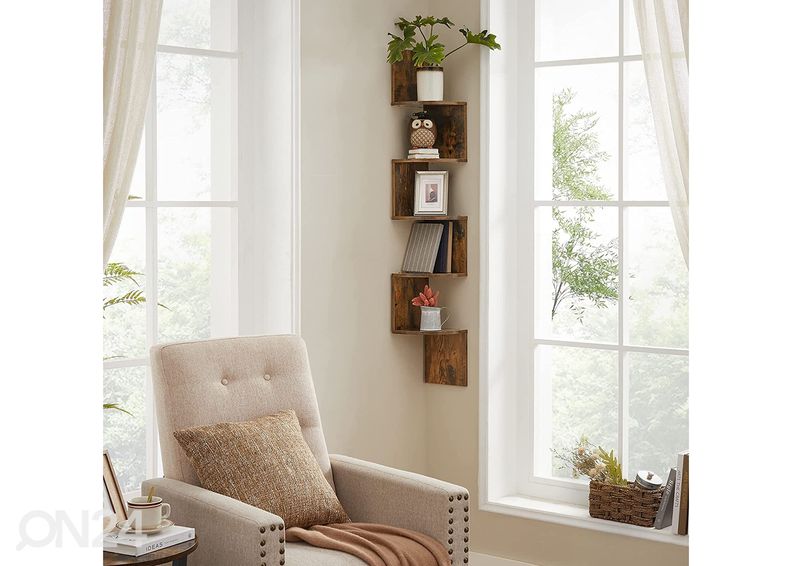 Seinäkulmahylly 20x20 cm, ruskea / musta kuvasuurennos