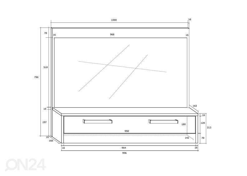 Seinäpeili Cobhy 80x100 cm kuvasuurennos