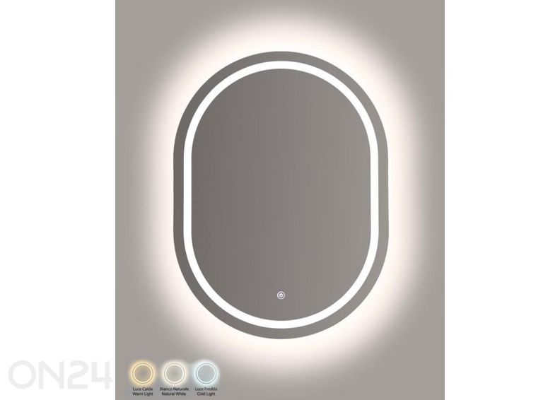 Seinäpeili LED 60x80 cm, hopea kuvasuurennos